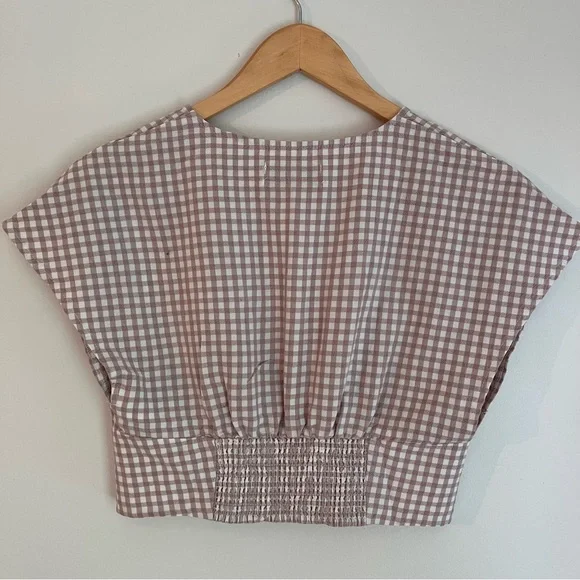 Urban Outfitters Anderson Gingham Button-Front Cropped Top - Picture 3 of 7